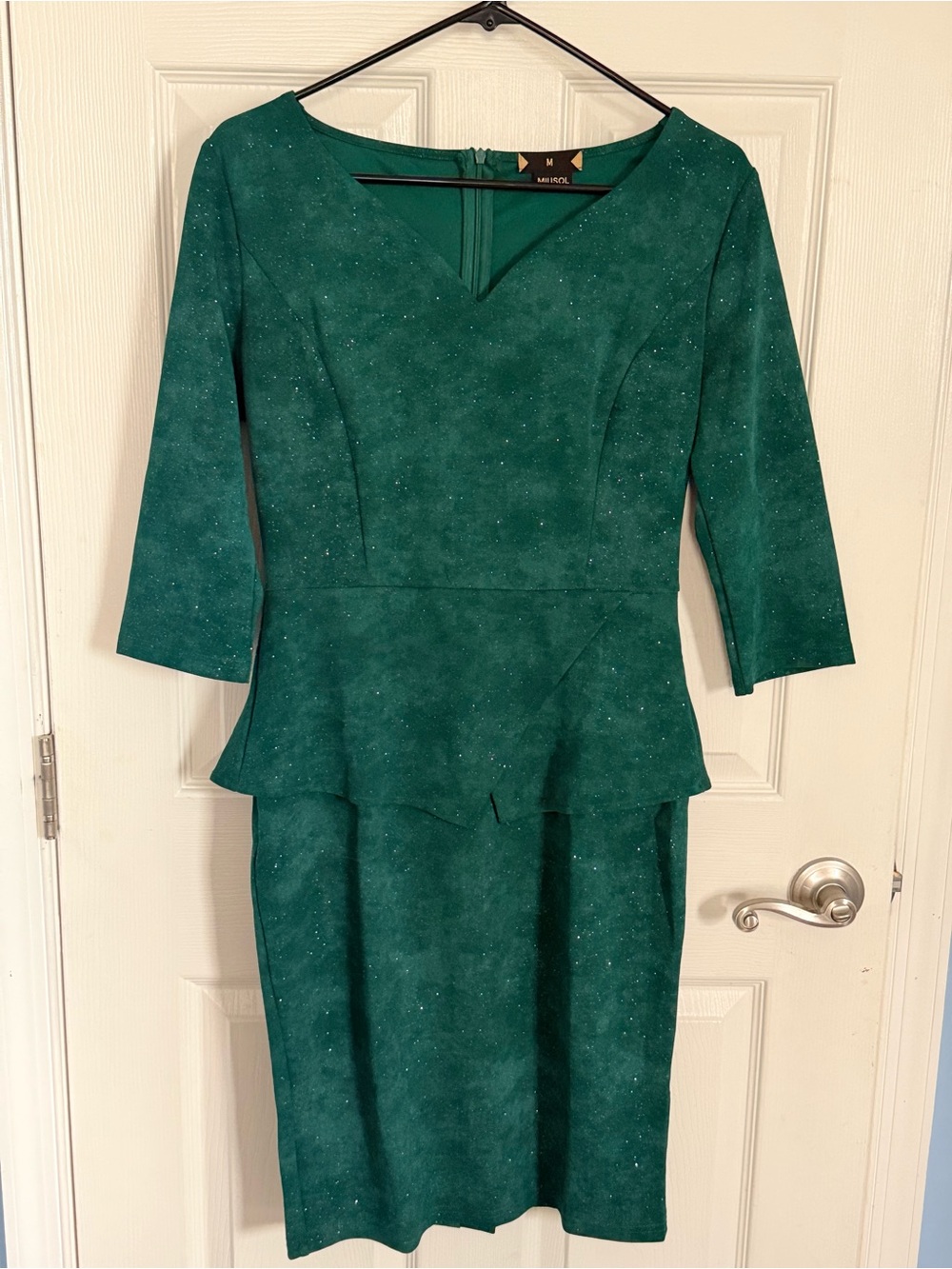 Mossimo Supply Co. Teal Peplum Midi Dress with Subtle Shimmer